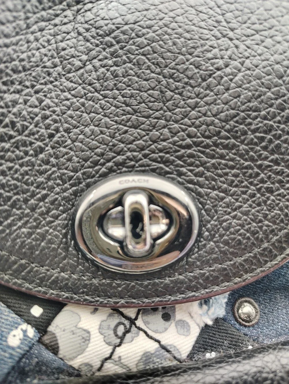 Rare Coach Black Leather & Blue Patchwork Mini Backpack